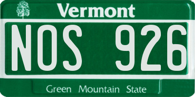 VT license plate NOS926