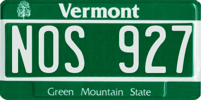 VT license plate NOS927