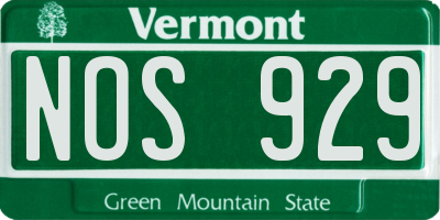 VT license plate NOS929