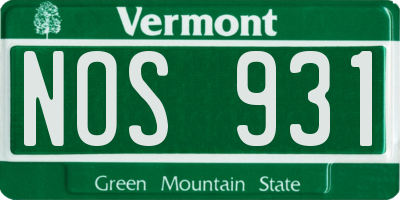 VT license plate NOS931