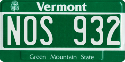 VT license plate NOS932