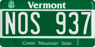 VT license plate NOS937