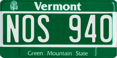 VT license plate NOS940