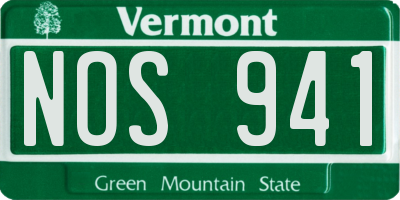 VT license plate NOS941