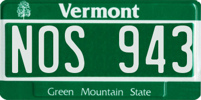 VT license plate NOS943