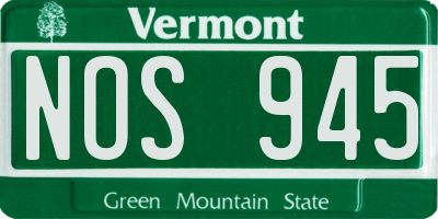 VT license plate NOS945