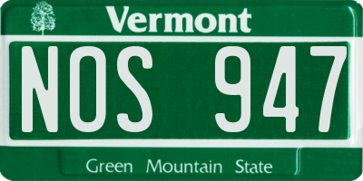 VT license plate NOS947