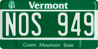 VT license plate NOS949
