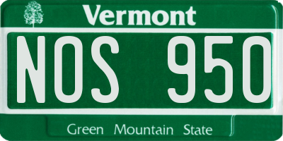 VT license plate NOS950