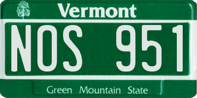 VT license plate NOS951