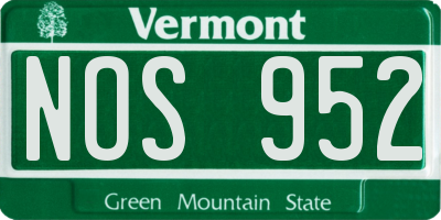VT license plate NOS952