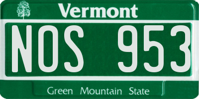 VT license plate NOS953