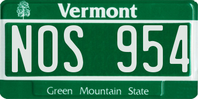 VT license plate NOS954