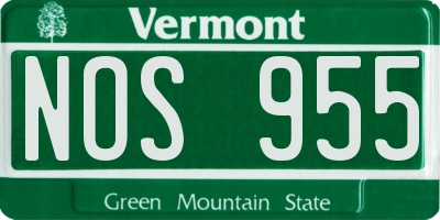 VT license plate NOS955