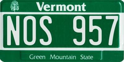 VT license plate NOS957