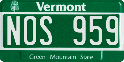VT license plate NOS959