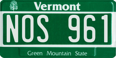 VT license plate NOS961