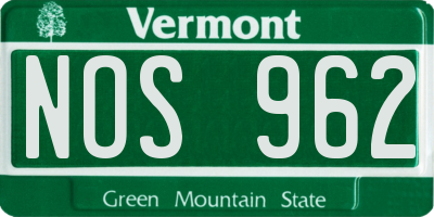 VT license plate NOS962