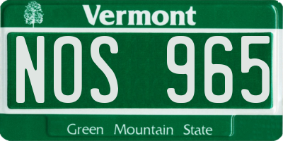 VT license plate NOS965