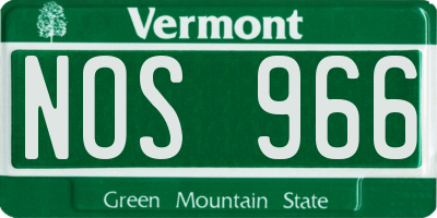 VT license plate NOS966