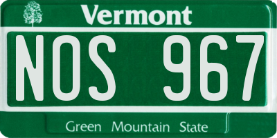 VT license plate NOS967