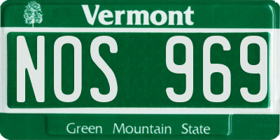 VT license plate NOS969