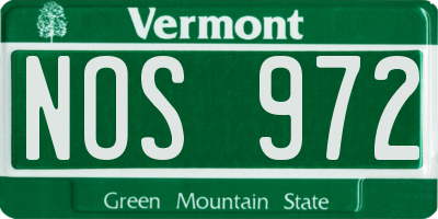 VT license plate NOS972