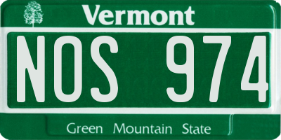 VT license plate NOS974