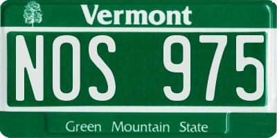 VT license plate NOS975