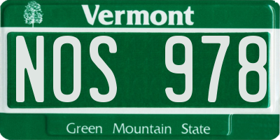 VT license plate NOS978