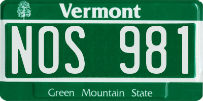 VT license plate NOS981