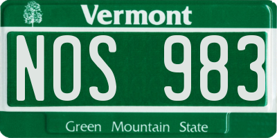 VT license plate NOS983