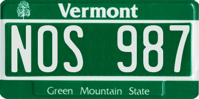 VT license plate NOS987