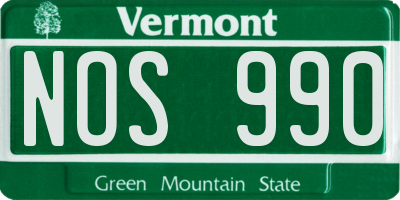 VT license plate NOS990