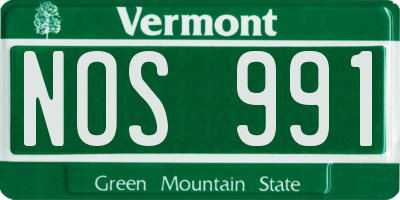 VT license plate NOS991