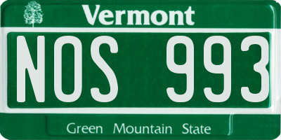 VT license plate NOS993