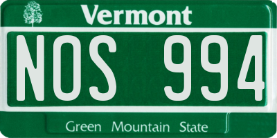 VT license plate NOS994