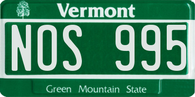 VT license plate NOS995