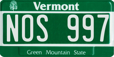 VT license plate NOS997