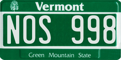 VT license plate NOS998