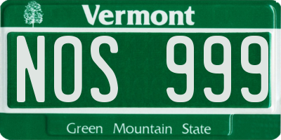 VT license plate NOS999