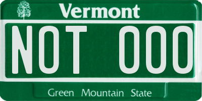VT license plate NOT000