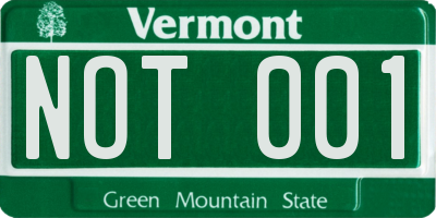VT license plate NOT001