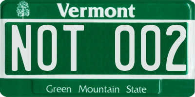 VT license plate NOT002