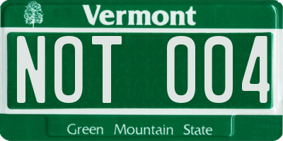 VT license plate NOT004