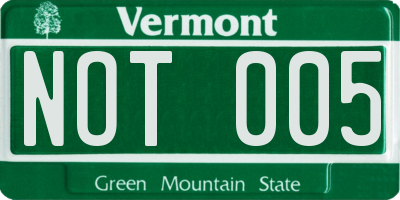 VT license plate NOT005
