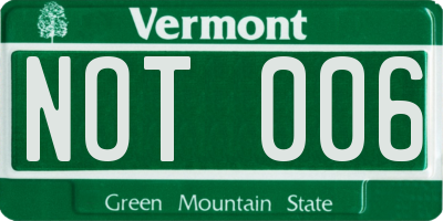 VT license plate NOT006