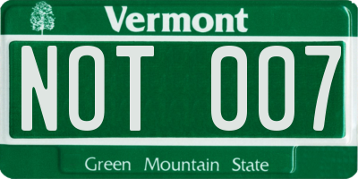VT license plate NOT007