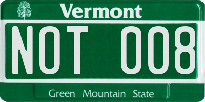 VT license plate NOT008