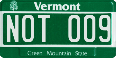 VT license plate NOT009
